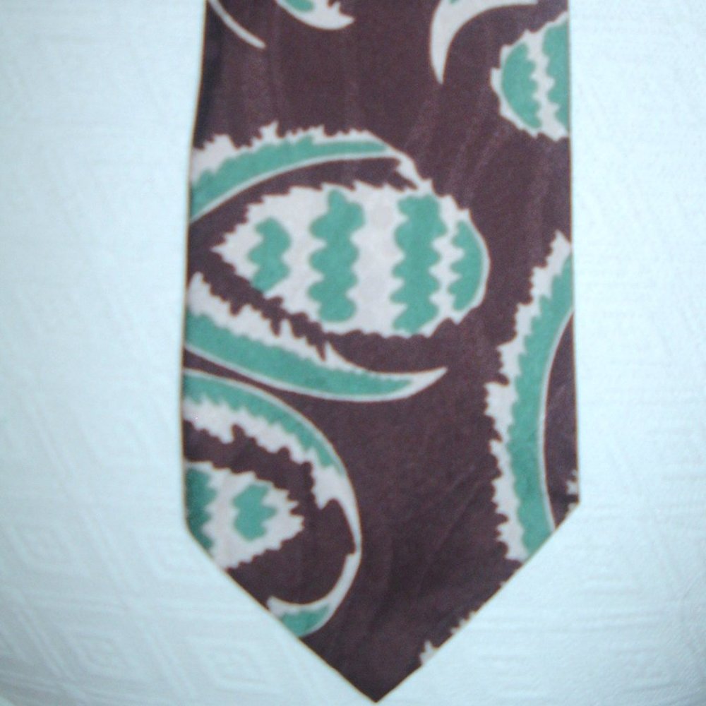 MODULES silk TIE Japan blue brown floral paisley